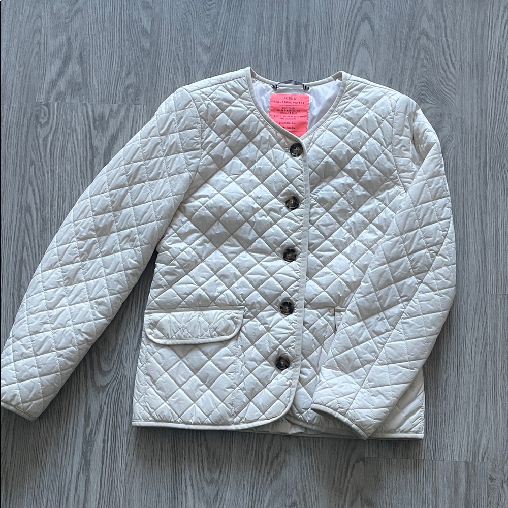 J. Crew Cream Quilted Puffer Jacket
